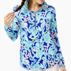 NWT Lilly Pulitzer Skipper Round Hem Popover Corsica Blue Turtle Villa Size M